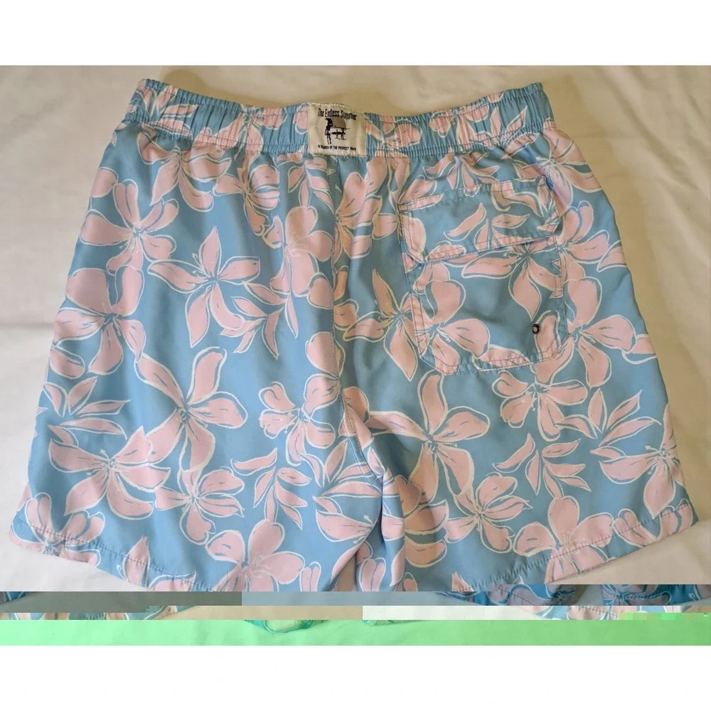 The Endless Summer Men's Swim Trunks‎ Blue Pink Floral Size M E30808